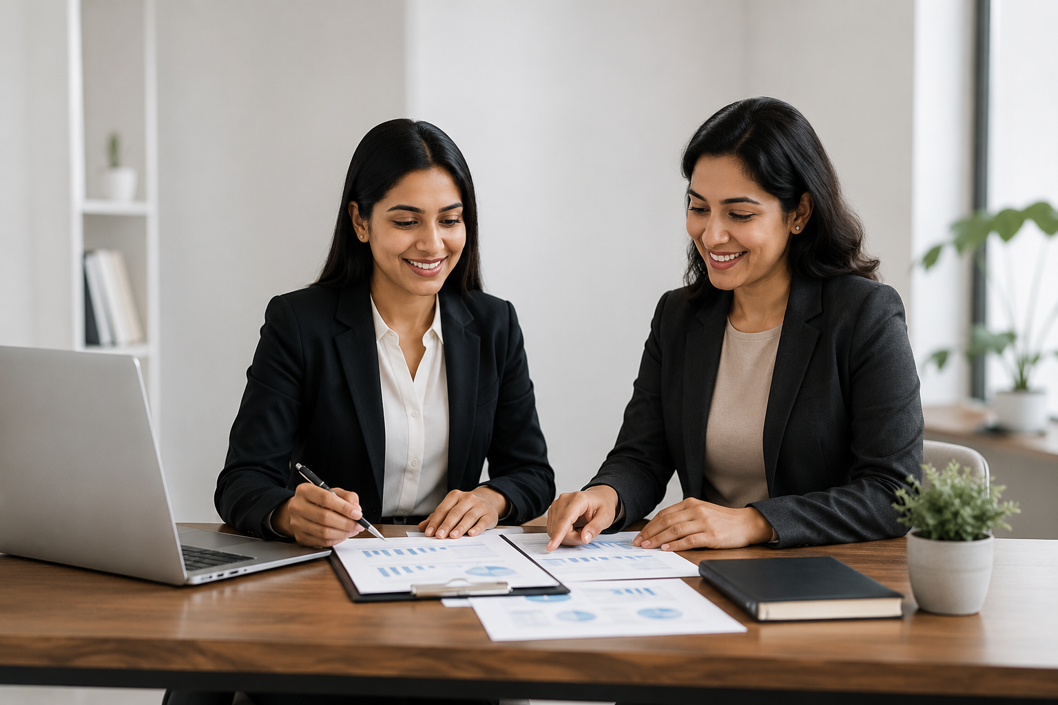 Two professionals in a meeting